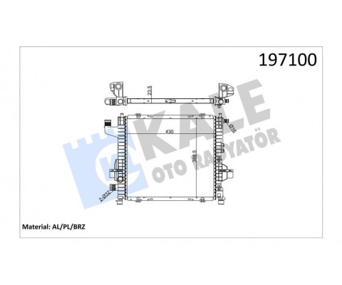 RADYATÖR TWNG 96 1.2 ENJ 16V AC MEK OTOM 430x395x24 1 SIRA ALB SİSTEM