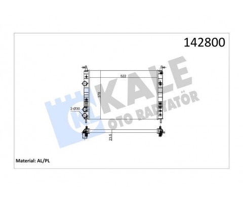 RADYATÖR PALIO 1.2-ALBEA 1.6 AC KLİMASIZ MEK 530x379x22 2 SIRA AL PL SİSTEM