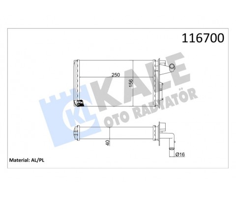 KALORİFER RADYATÖRÜ FIAT TEMPRA 95 01 TİPO 95 01 ALFA ROMEO 145 95 01 146 94 01 155 92 97 250x158x42 2 SIRA AL PL SİSTEM
