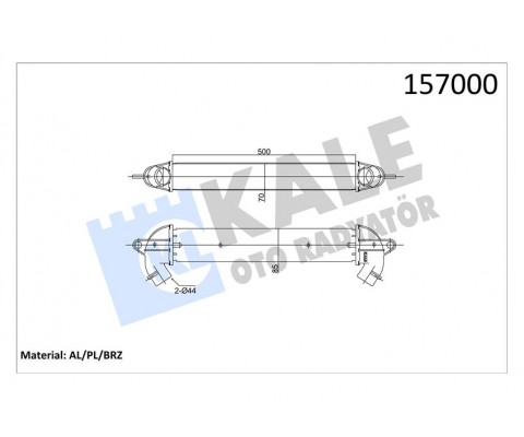 TURBO RADYATÖRÜ INTERCOOLER DOBLO 1.9 JTD 01 500x70x85 AL AL SİSTEM