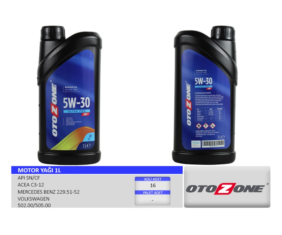 MOTOR YAĞI 5W30 1 LT ULTRA PRO PARTİKÜLLÜ-DPF TAM SENTETİK API SN/CF