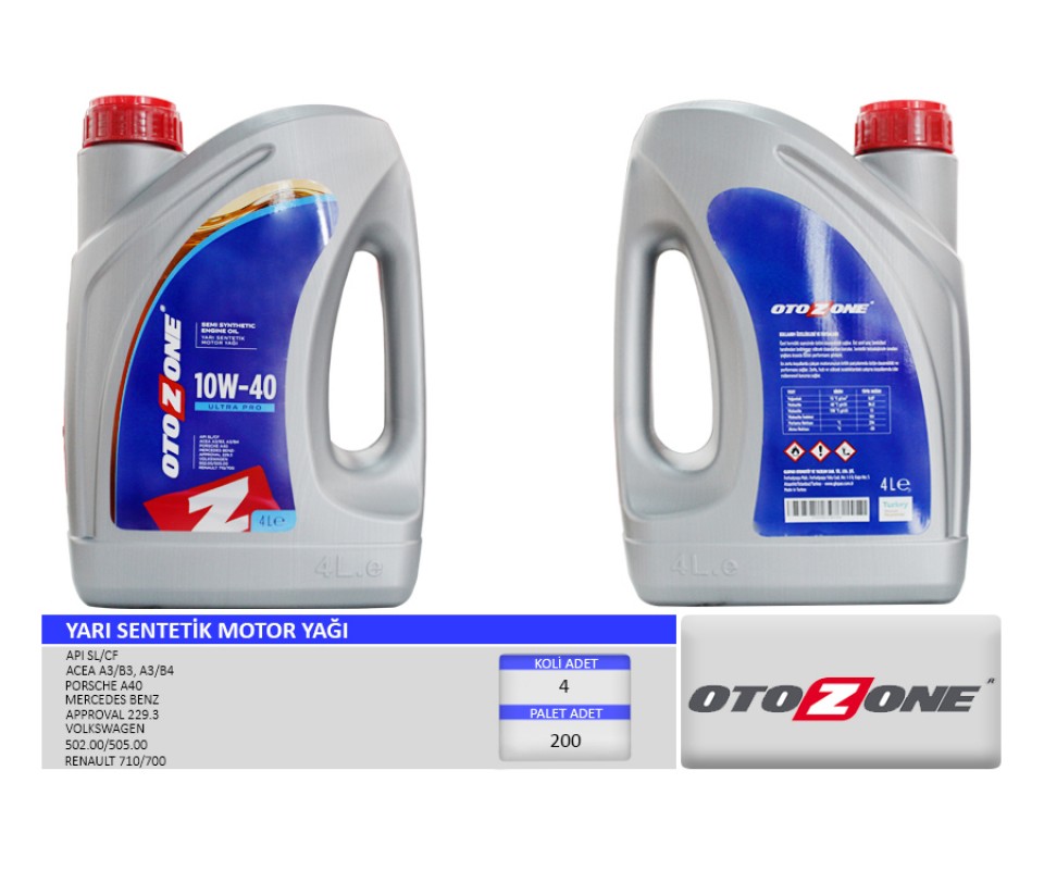 MOTOR YAĞI 10W40 4 LT ULTRA YARI SENTETİK API SL/CF