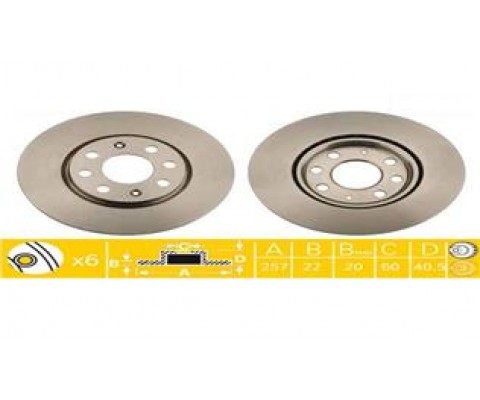 ÖN FREN AYNASI CORSA D 07> CORSA E 14> ADAM 13> FIAT PUNTO EVO 09> GRANDE PUNTO 05> 257x22x4DL HAVA LI