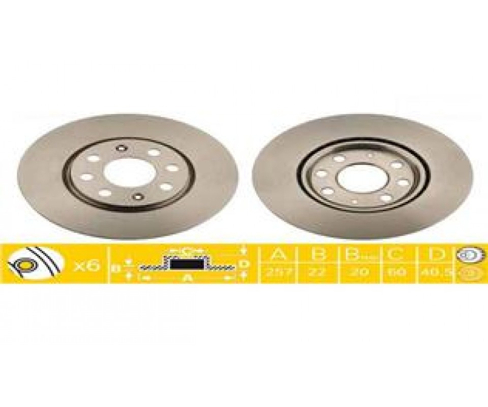 ÖN FREN AYNASI CORSA D 07> CORSA E 14> ADAM 13> FIAT PUNTO EVO 09> GRANDE PUNTO 05> 257x22x4DL HAVA LI