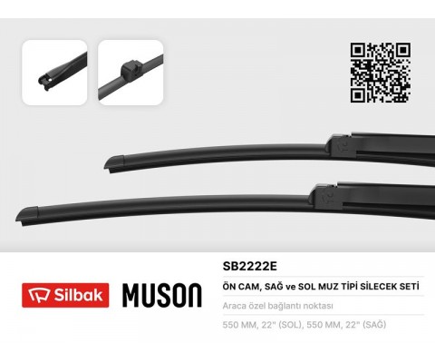 SİLECEK SÜPÜRGESİ 550/550mm MUZ TİPİ A4 03-04 CABRILOET 04-07 MERCEDES C-Class 03-07 MERCEDES CLK