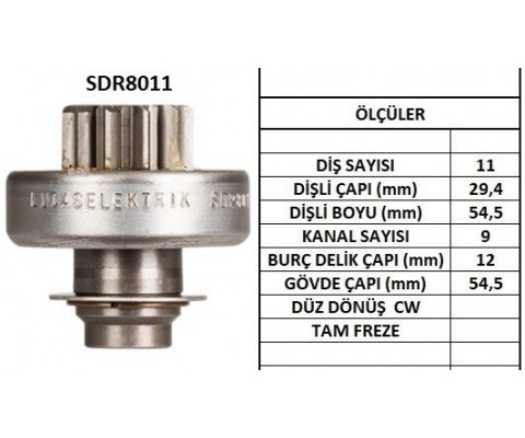 MARŞ DİŞLİSİ 11 DİŞ-9 KANAL ZEN 1023 PEUGEOT-CITROEN-RENAULT PARTNER-BERLINGO-P405D VOLVO JPX JEEP