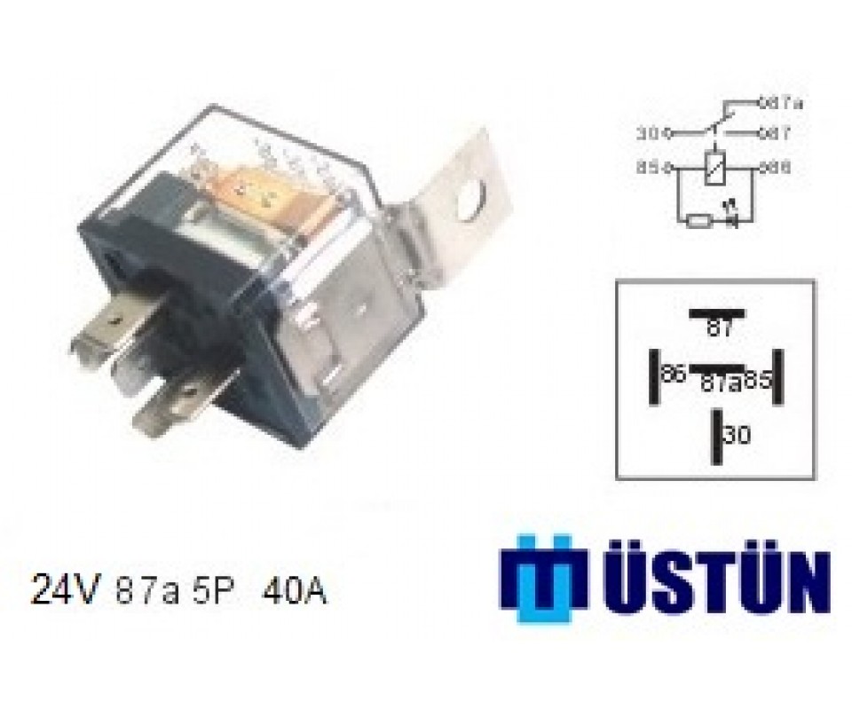 MİNİ ROLE ŞEFFAF 24V 5P 40A 87a