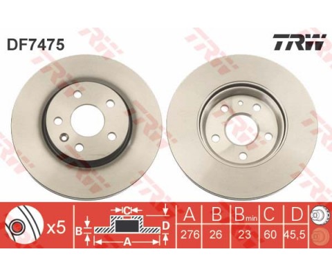 ÖN FREN AYNASI ASTRA J 10 CRUZE 09 AVEO 11 276x26x5DL 15 İNÇ HAVALI 95526655