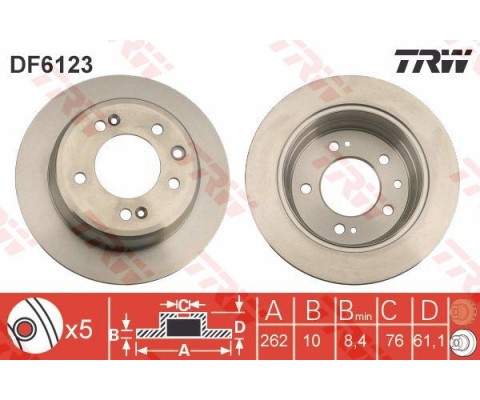ARKA FREN AYNASI HYUNDAI İ30 07-11 -İX35 10 KIA CEED-PRO CEED 08-13 -SPORTAGE 10 262x10x76 5-2-1D