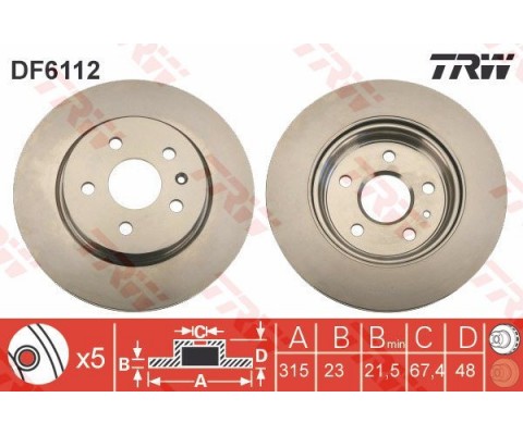 ARKA FREN AYNASI INSIGNIA A 08 SAAB 9-5 YS3G 10 17 JANT-18 JANT 315x22.9x5DLxHAVALI