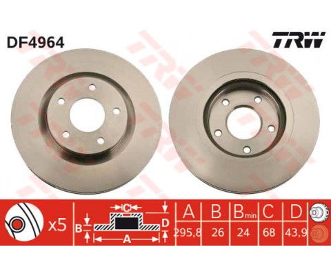 ÖN FREN DİSKİ NISSAN QASHQAI 07 13 X-TRAIL II T31 07 13 296x26 HAVALI 5 DELİK
