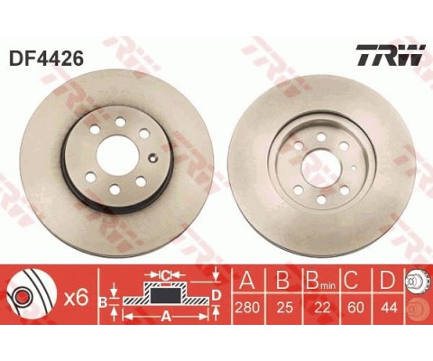 ÖN FREN AYNASI ASTRA H 1.4-1.6 04 MERIVA 1.6 03 COMBO 1.3 CDTİ 4.05 280x25x4DLxHAVALI 569067-95526653-95526654-93197712