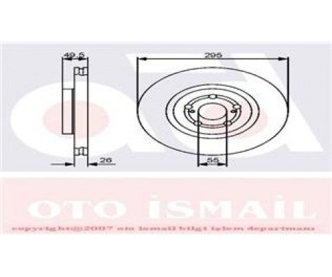ÖN FREN AYNASI ADET AVENSIS 2.2- 03 COROLLA VERSO 1.6-1.8-2.0D-2.2D 04 295x26x5DLxHAVALI