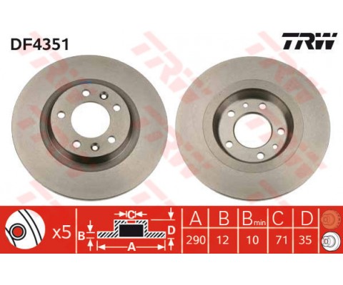 ARKA FREN AYNASI P407 1.6HDI-1.8-2.0-2.0HDI-2.2-3.0 04 607 2.2 HDİ 00 C5 Y.M 08 290x12x5DL