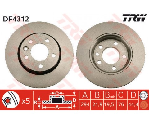 ARKA FREN AYNASI HAVALI TRANSPORTER T5 1.9 TDİ 2.0 2.5 TDİ 04/03 MULTIVAN 4.03 294x21.9x5DLxHAVAL