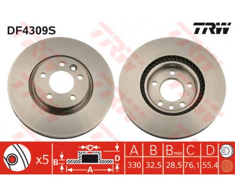 ÖN FREN AYNASI VW TRASNPORTER T5-MULTUVANM V 333x32.5x5DLxHAVALI 17 JANT