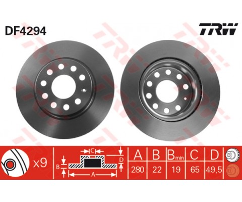 ÖN FREN AYNASI GOLF V-VI-JETTA III-IV-CADDY III-A3 03 LEON 05 TOLEDO-OCTAVIA 04 280x22x9DLxHAVALI