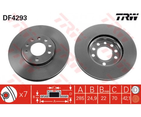 ÖN FREN AYNASI VECTRA C 02 SIGNUM 03 SAAB 9.3 02 CROMA 05 285x25x5DLxHAVALI 46844071-51819733