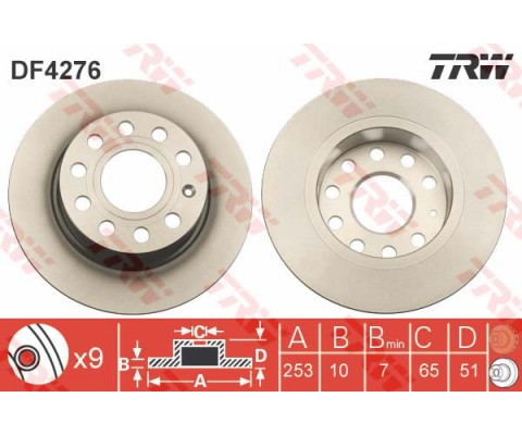 ARKA FREN AYNASI GOLF V-VI-OCTAVIA 04 TOLEDO III ALTEA 04 LEON 04 CADDY III A3 03 255x10x9DL