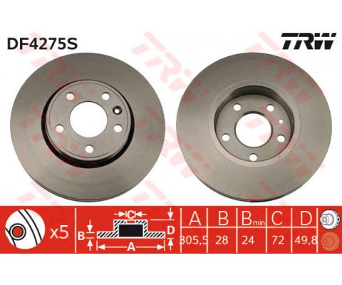 ÖN FREN DİSKİ RENAULT TRAFIC 01 OPEL VIVARO 01 NISSAN PRIMASTAR 01 1.9dCi 2.5dCi 305x28x 5 BİJON