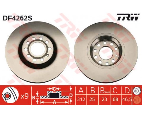 ÖN FREN AYNASI PASSAT 1.6-1.9TDI-2.0-1.8T 00/5.05 A4 01 A6 97SUPERB 02 EXEO 09 312x25x10DLxHAVALI x