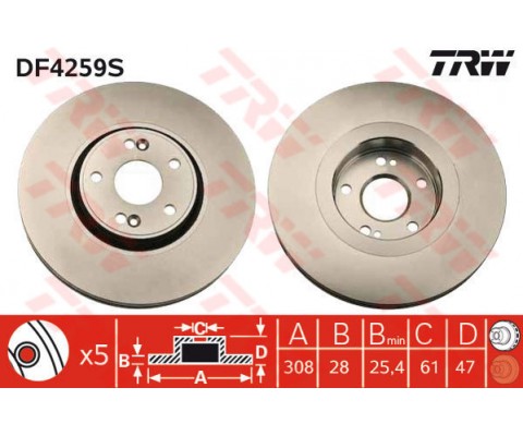 ÖN FREN AYNASI ADET LGN 2.0 16V TURBO 03 2.2DCI 05 3.0 V6 24V 01 308x28x5DLxHAVALI