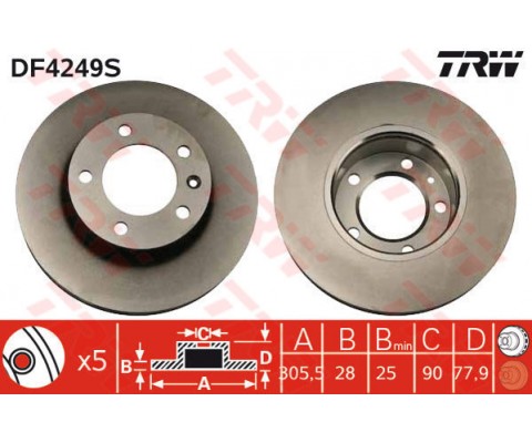 ÖN FREN AYNASI OPEL MOVANO 98 RENAULT MASTER I-II 98 2.5-2.8 DTI 305.5x28 5 DELİK HAVALI