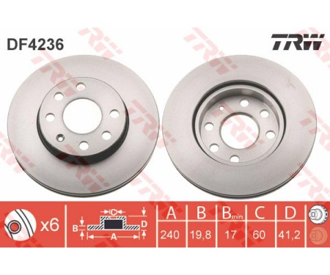 ÖN FREN AYNASI CORSA C 1.0-1.2 16V 01 11 ABS Lİ 240x20x4DLxHAVALI