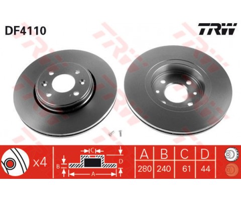 ÖN FREN AYNASI DİSKİ RENAULT CLIO II 98 CLIO III 05 CLIO V 19 MEGANE I 96 MEGANE II 02 SCENIC I 96 SCENIC II 02 CAPTUR 13 DACIA DOKKER 12 LODGY 12 280x24x4 DELİK HAVALI CLIO V UYUMLU