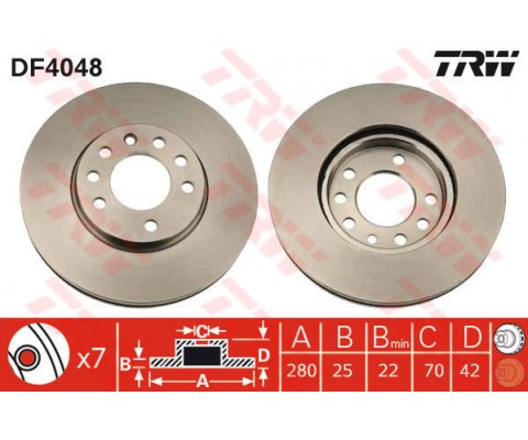 ÖN FREN AYNASI ASTRA H 04 COMBO C 03 MERIVA B 10 ZAFIRA B 05 280x25x5DL HAVALI 95526655