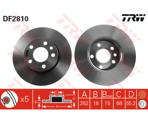 ÖN FREN AYNASI TRANSPORTER T4 1.8 1.9 TD 2.0 2.4 D 2.5 TDİ 90/4.03 282x18x5DL