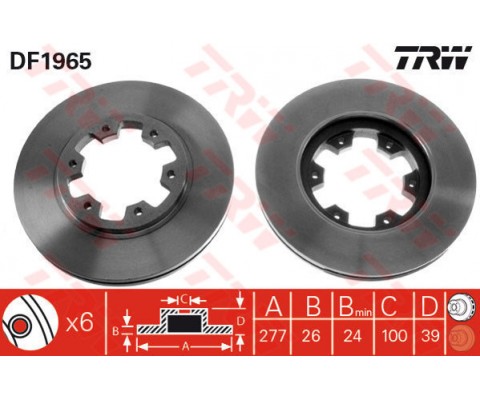 ÖN FREN AYNASI NISSAN PATHFINDER II R50 95 04 PICK UP D21 88 96 TERRANO II R20 96 277x26 6DELİKxHAVALI