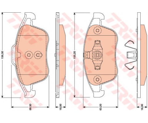 ÖN FREN BALATASI RENAULT GRAND SC NIC III 09 16 LAGUNA III 07 15 MEGANE III 09 15 K:17.1MM Y:68MM