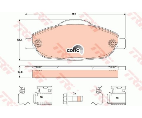 ÖN BALATA P308 1.4 1.6 HDİ 2.0 HDİ 07 P308 SW 07 P308 CC 1.6 HDİ 09 P3008 13 1.6 HDI-VTI