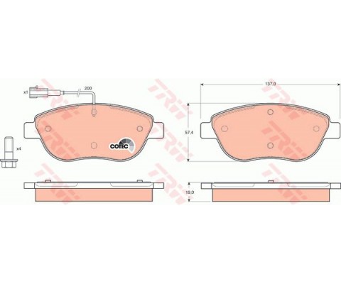 ÖN BALATA DOBLO 1.3-1.9 JTD 07 G.PUNTO 1.3 MJT 05 STILO 05 LINEA-BRAVO 07 IDEA 1.3 05 1 FİŞ