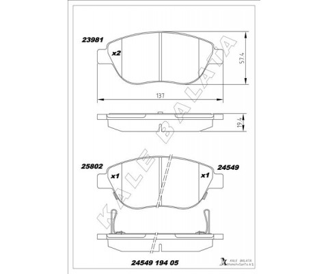 ÖN BALATA CORSA D BÜYÜK TİP 1.3 CDTI 07/06 > FIAT 500L 12> 0.9T 1.4 1.3D MTJ 1.6D MTJ