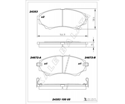 ON FREN BALATASI MAZDA 4 4 B 2500 RANGER 02>06 2.5TD / 3.0TD 06>12