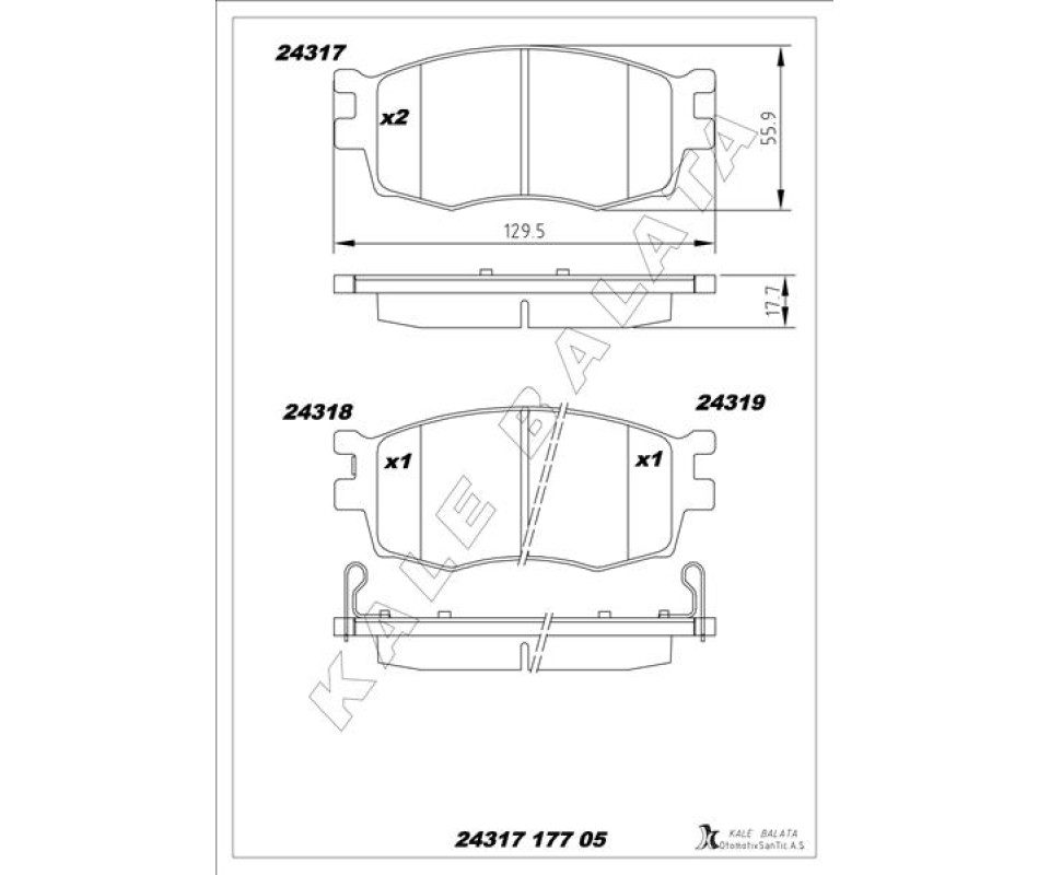ÖN FREN BALATA HYUNDAI ACCENT ERA 1.4L 1.6L benzinli 06-10 1.5L CRDi dizel 06-> / İ20 1.4L D4FC CRDi dizel 08-> / KIA RIO 1.4L 1.6L benzinli 05-> 1.5L CRDİ 06->