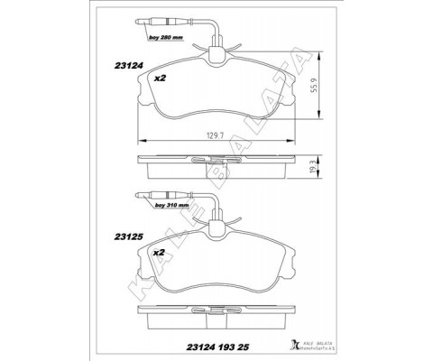ÖN BALATA PARTNER-BERLINGO 07/96 > XSARA 04/97 > P306 05/93-05/01 FİŞLİ