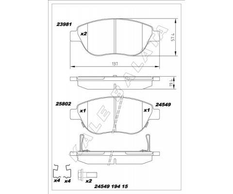 ÖN BALATA CORSA D BÜYÜK TİP 1.3 CDTI 07/06 > FIAT 500L 12> 0.9T 1.4 1.3D MTJ 1.6D MTJ