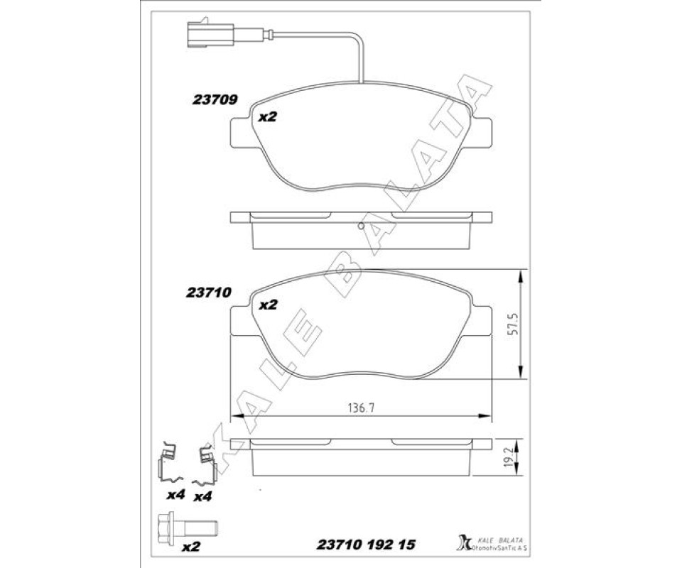ÖN FREN BALATASI OPEL COMBO D 12> PUNTO EVO 1.3-1.4-1.6D MTJ 09 > 500-500C 1.3DMJ 10 > GRANDE PUNTO 1.6DMTJ 09 >