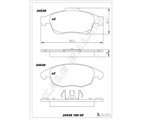 ÖN FREN BALATASI PEUGEOT PARTNER 08>11 P5008 09>17 CITROEN BERLINGO 08> C4 PICASSO 06>15 DS4 11>18 D S5 15>18 283mm