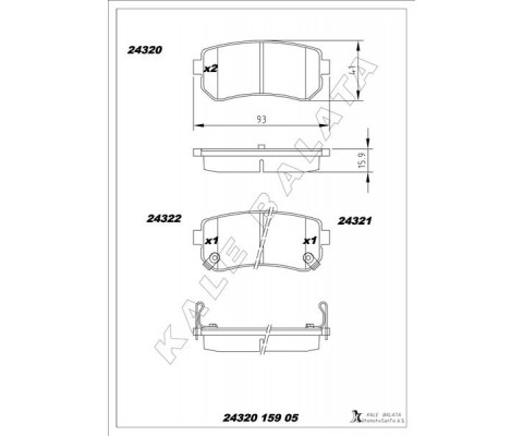 ARKA FREN BALATA HYUNDAI ACCENT ERA 1.4L G4EE 06-10 / İ30 1.4L 1.6L 08-> / İX35 1.6L G4FD GDİ 11-> / KIA CEED 1.4L 1.6L 07-> / SPORTAGE 1.6L G4FD GDİ 09-> / RIO 1.4L 1.6L 05-> Sürtünme yüzeyi eğik