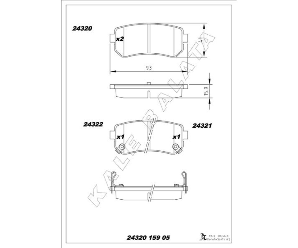 ARKA FREN BALATA HYUNDAI ACCENT ERA 1.4L G4EE 06-10 / İ30 1.4L 1.6L 08-> / İX35 1.6L G4FD GDİ 11-> / KIA CEED 1.4L 1.6L 07-> / SPORTAGE 1.6L G4FD GDİ 09-> / RIO 1.4L 1.6L 05-> Sürtünme yüzeyi eğik