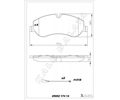 ÖN BALATA FORD TRANSIT V363 14> -TRANSIT CUSTOM 2.2 TDCI 12> KABLOLU