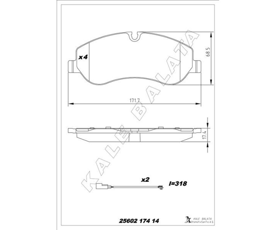 ÖN BALATA FORD TRANSIT V363 14> -TRANSIT CUSTOM 2.2 TDCI 12> KABLOLU