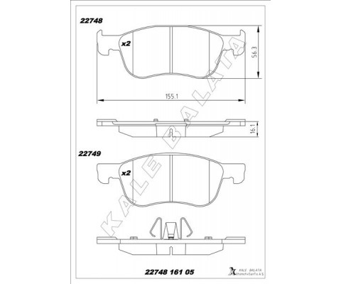DİSK FREN BALATASI ÖN FORD FİESTA 1.0/1.1/1.5D 01/17> FORD FİESTA ST 1.5 04/18> COURIER V-769 18>