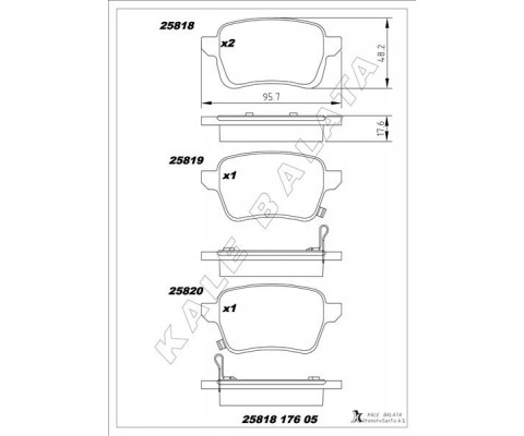ARKA FREN BALATASI OPEL CORSA E 14>19 ADAM 14>19 15 JANT RPO J67 FIAT EGEA 16> 500L 13> 264mm