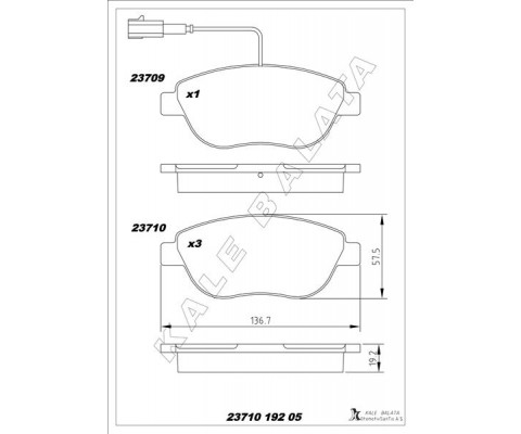 ÖN FREN BALATASI OPEL COMBO D 12> PUNTO EVO 1.3-1.4-1.6D MTJ 09 > 500-500C 1.3DMJ 10 > GRANDE PUNTO 1.6DMTJ 09 >