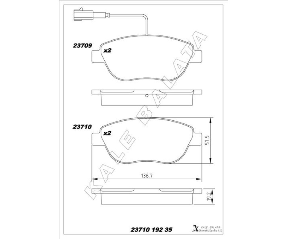 ÖN FREN BALATASI OPEL COMBO D 12> PUNTO EVO 1.3-1.4-1.6D MTJ 09 > 500-500C 1.3DMJ 10 > GRANDE PUNTO 1.6DMTJ 09 > ÇİFT FİŞLİ